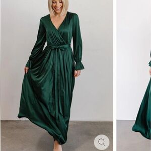Baltic Born satin maxi dress- emerald green